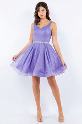 Cinderella 8047J Short Glitter Mesh Homecoming or Party Dress